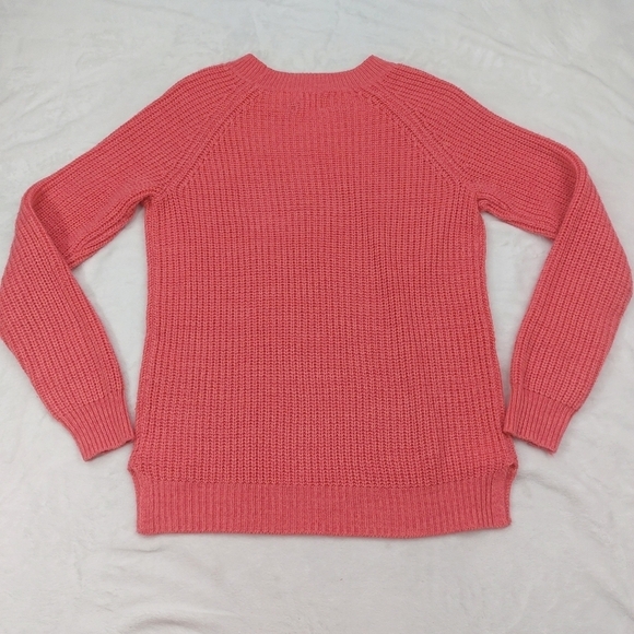SO WOMENS BRIGHT PINK BRAIDED KNIT LONG SLEEVE 100% ACRYLIC SWEATER SIZE LARGE - Picture 6 of 7